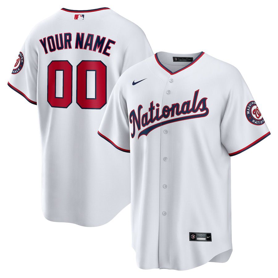 Men Washington Nationals Nike White Replica Custom MLB Jersey-0